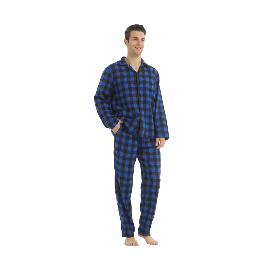 Pyjama Homme “L’Intemporel à Carreaux” – Ensemble Flanelle Chaude et Confortable