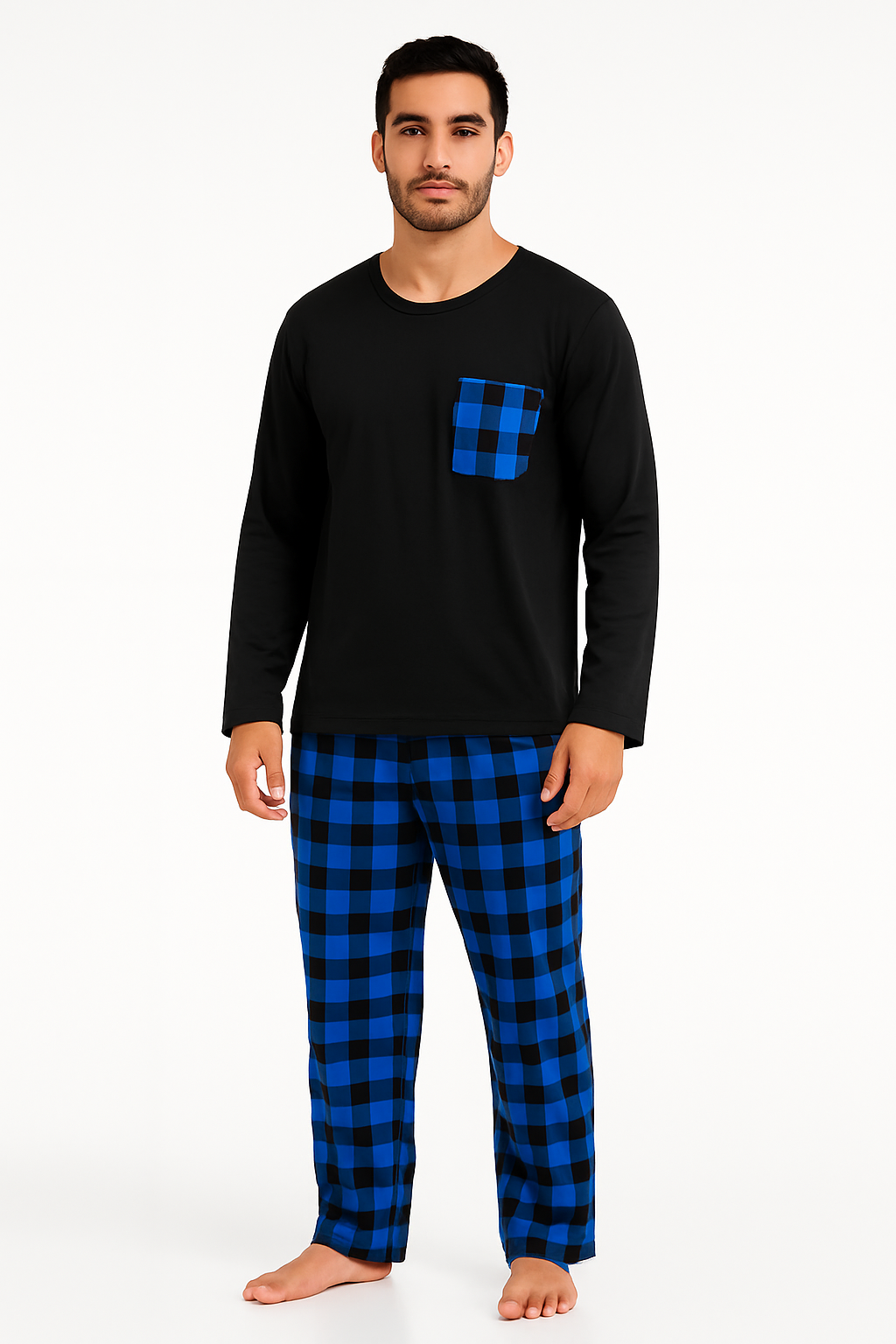 Pyjama Homme “Carreaux Confort” – Ensemble Hiver Chaud en Flanelle à Carreaux