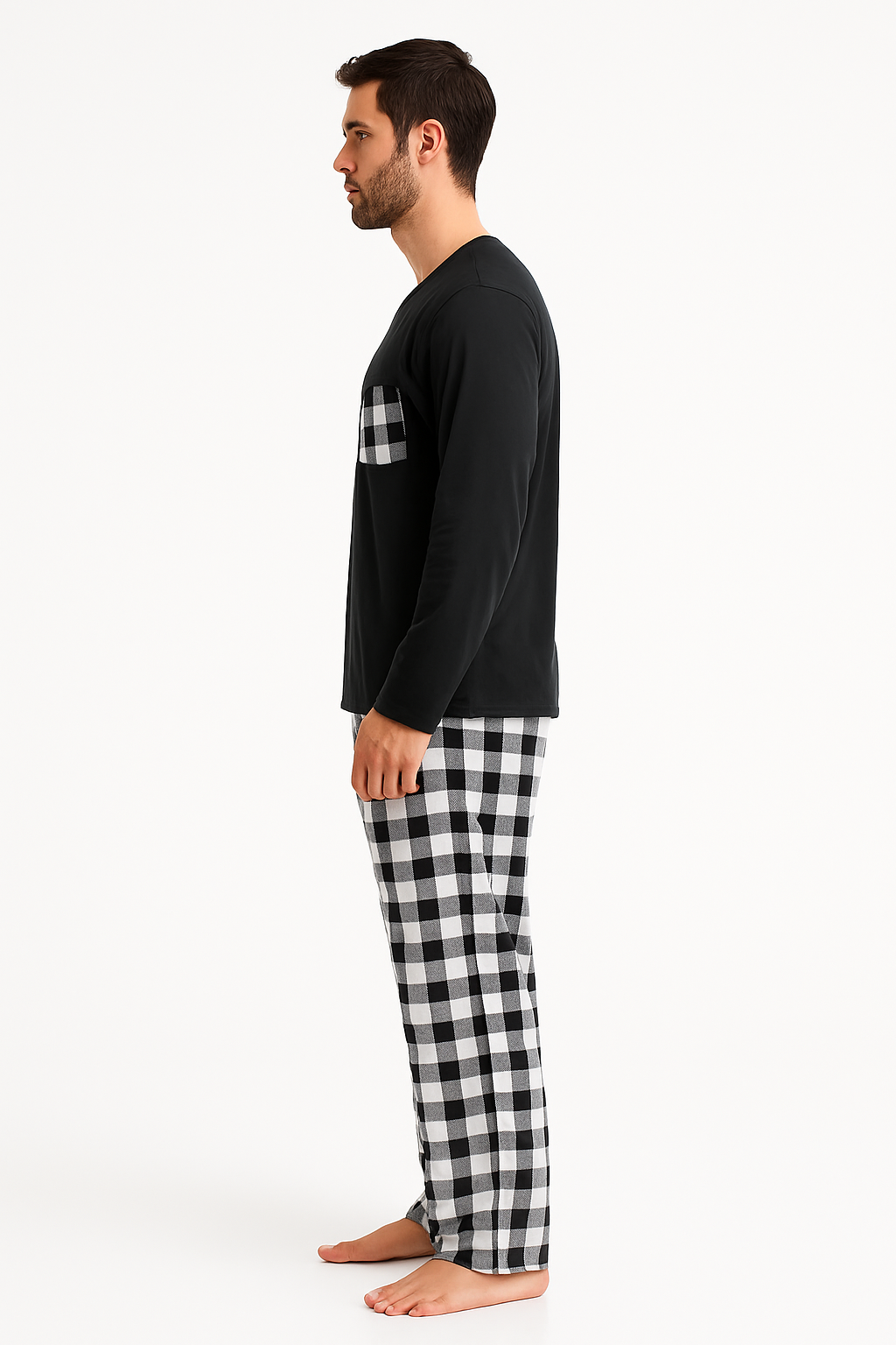 Pyjama Homme “Carreaux Confort” – Ensemble Hiver Chaud en Flanelle à Carreaux
