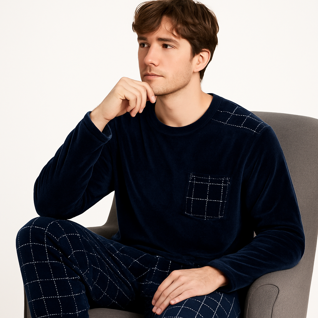 Pyjama Homme “L’Essentiel du Soir” – Ensemble Chaud en Flanelle Douce & Respirante