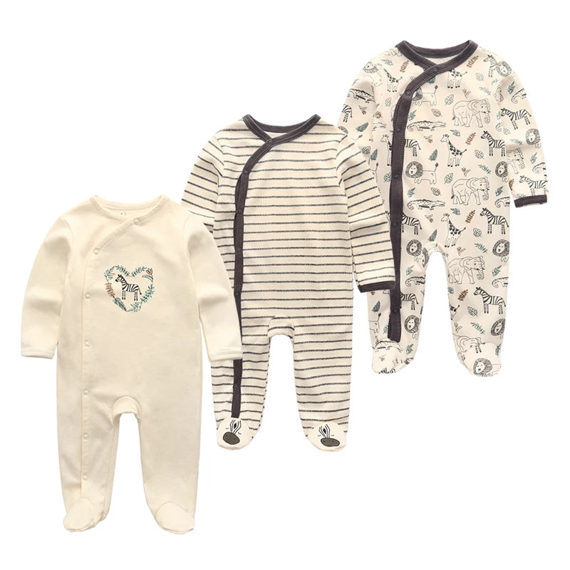 Pyjama Bébé “Trio Essentiel” – Lot de 3 Pyjamas en Coton