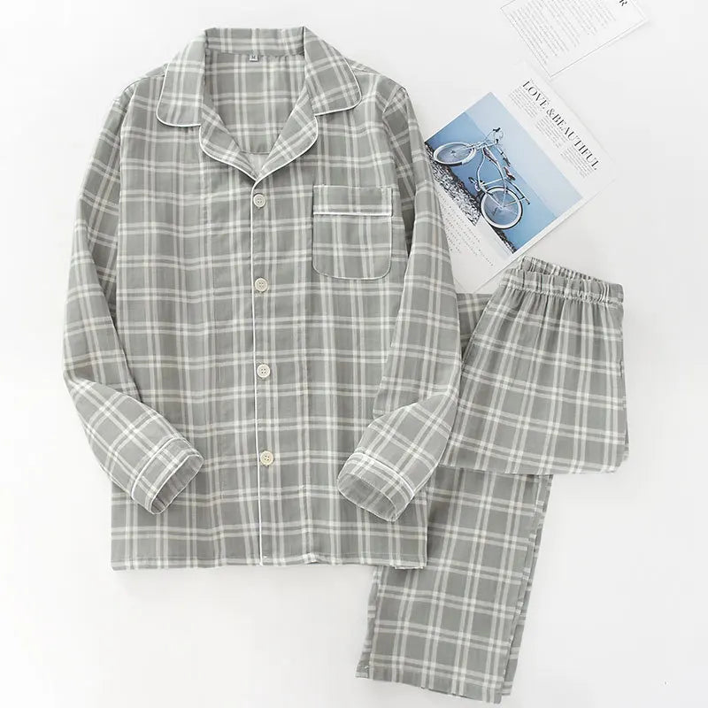 Pyjama Homme “Gaze de Coton” – Ensemble Léger & Respirant en Coton Mousseline
