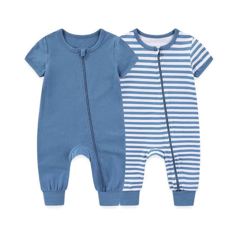 Pack 2 Pyjamas Bébé Coton – Grenouillères Unisexe Jour & Nuit 0-24M