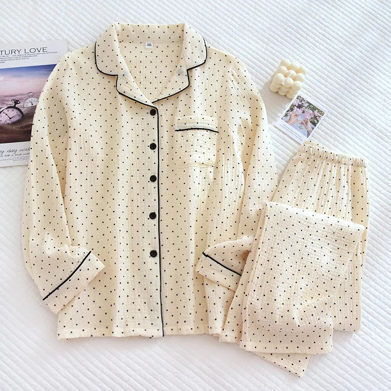 Pyjama Femme “Point Doux” – Ensemble en Coton Élégant et Confortable