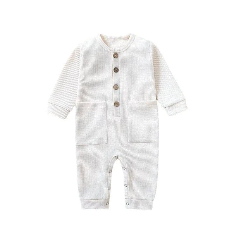 Pyjama Bébé Boutonné en Coton – Combinaison Manches Longues Mi-Saison 0-12 Mois