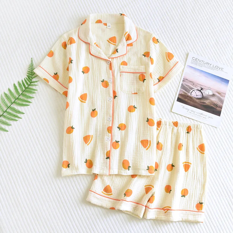 Pyjama Femme “Éclats d’Herbe” – Ensemble 2 ou 3 pièces Élégant en Coton Brodé, Léger & Respirant