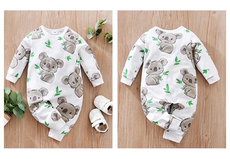 Pyjama Bébé Motif Koala – Grenouillère Coton Manches Longues 0-24 Mois