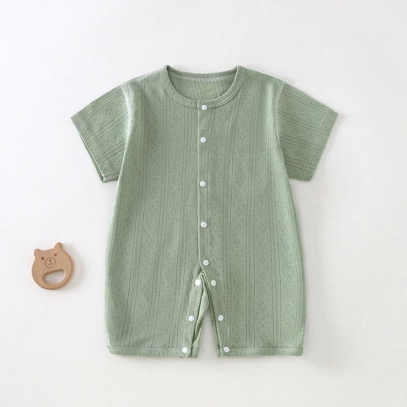 Pyjama Bébé Été Coton Léger – Combinaison Courte Unisexe 0-24 Mois