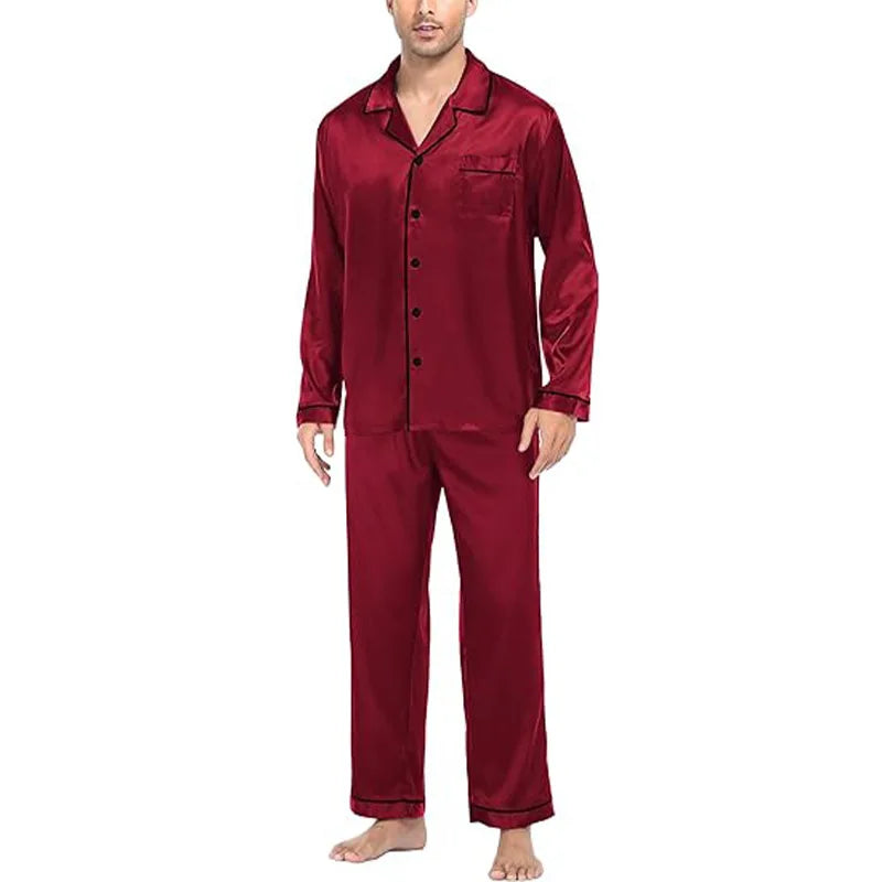 Pyjama Homme “L’Éclat d’Été” – Ensemble Satiné Élégant et Léger Été