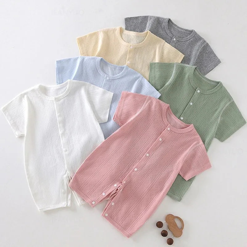 Pyjama Bébé Été Coton Léger – Combinaison Courte Unisexe 0-24 Mois