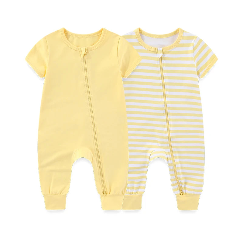 Pack 2 Pyjamas Bébé Coton – Grenouillères Unisexe Jour & Nuit 0-24M
