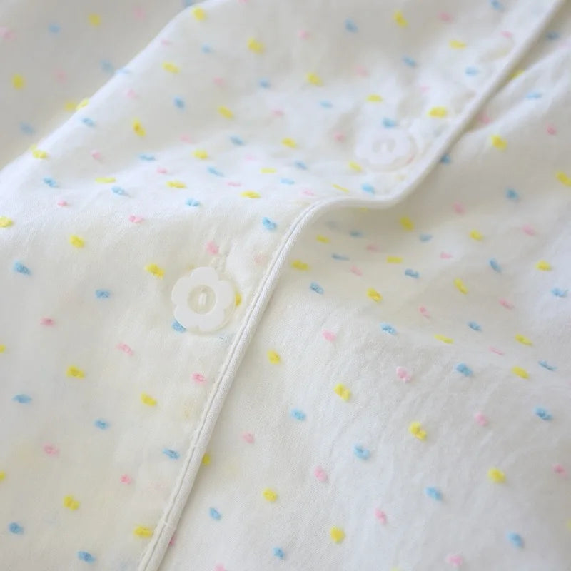Pyjama Femme “Pluie Douce” – Ensemble en Coton, Style Intemporel et Confortable