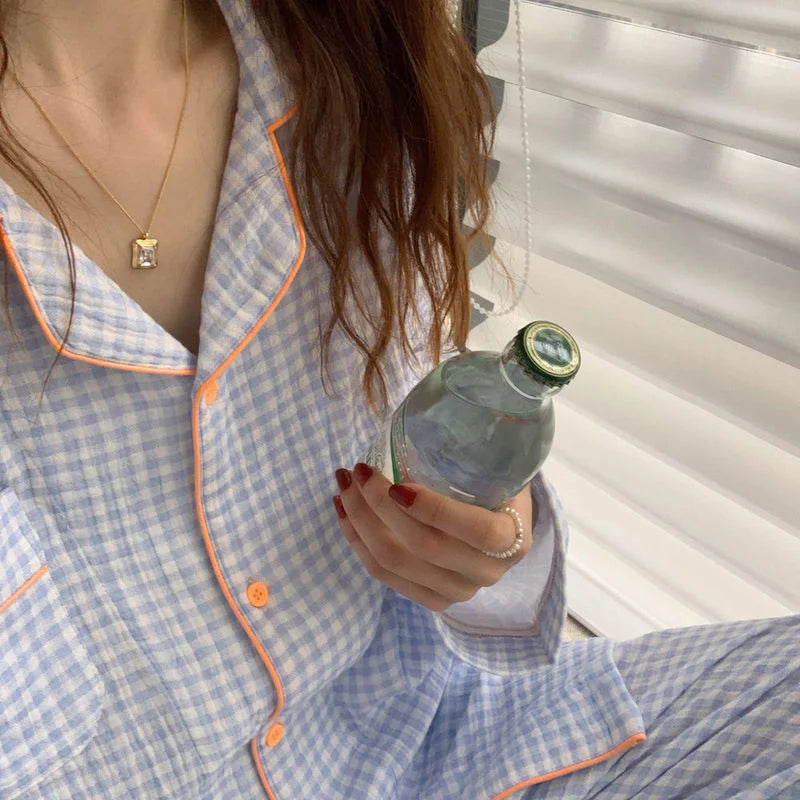Pyjama Femme “Matin Calme” – Ensemble Long en Coton Doux