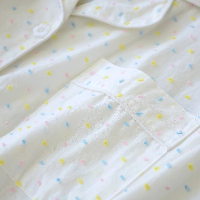 Pyjama Femme “Pluie Douce” – Ensemble en Coton, Style Intemporel et Confortable