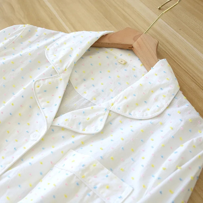 Pyjama Femme “Pluie Douce” – Ensemble en Coton, Style Intemporel et Confortable