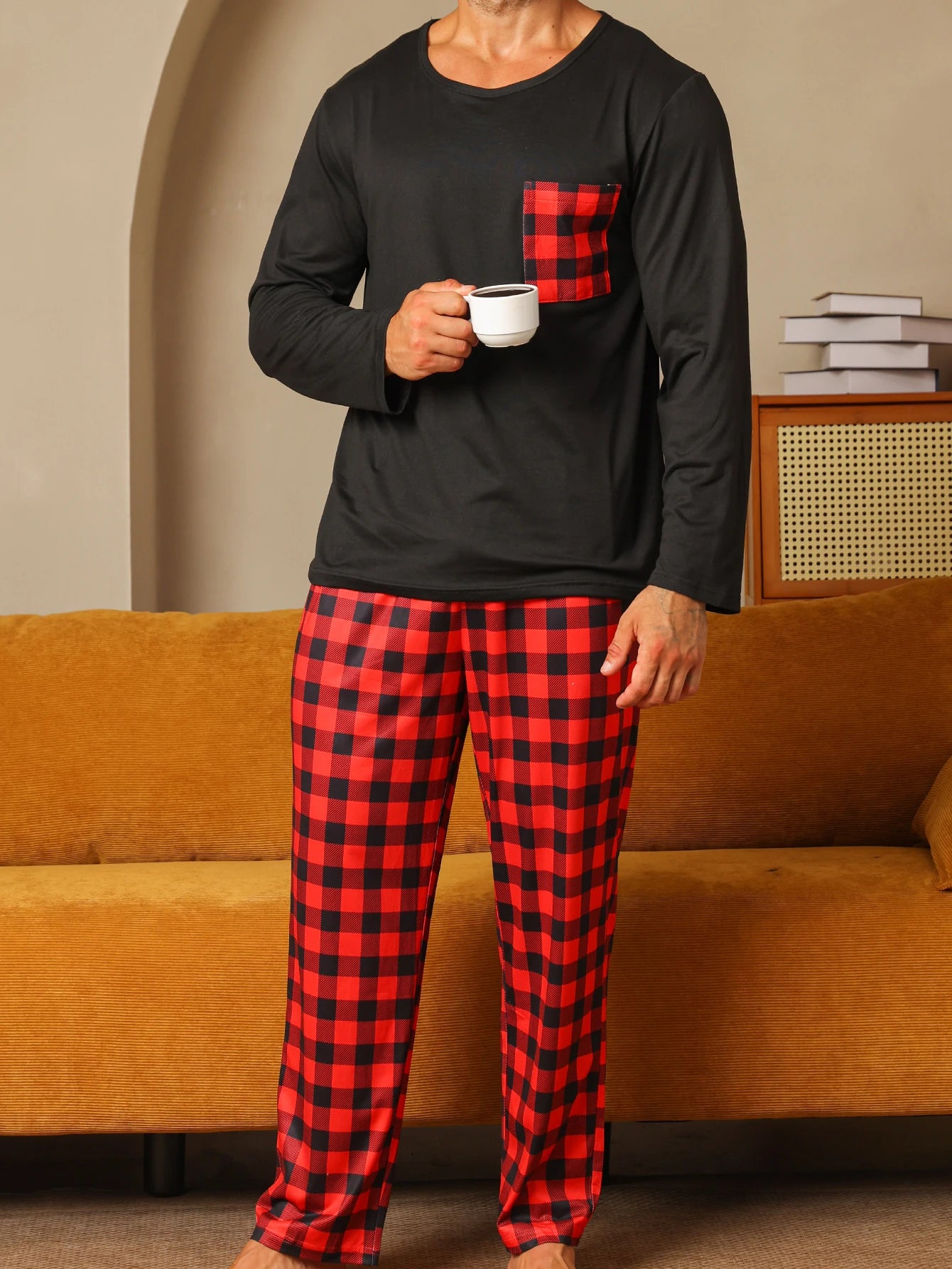Pyjama Homme “Carreaux Confort” – Ensemble Hiver Chaud en Flanelle à Carreaux