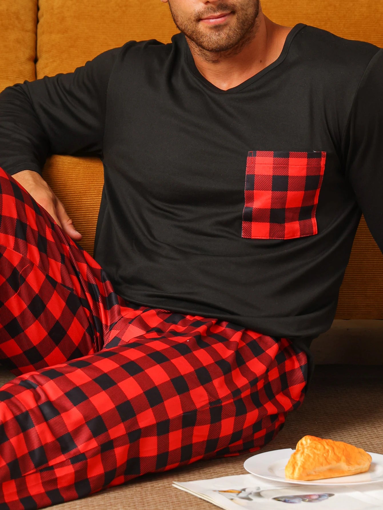 Pyjama Homme “Carreaux Confort” – Ensemble Hiver Chaud en Flanelle à Carreaux
