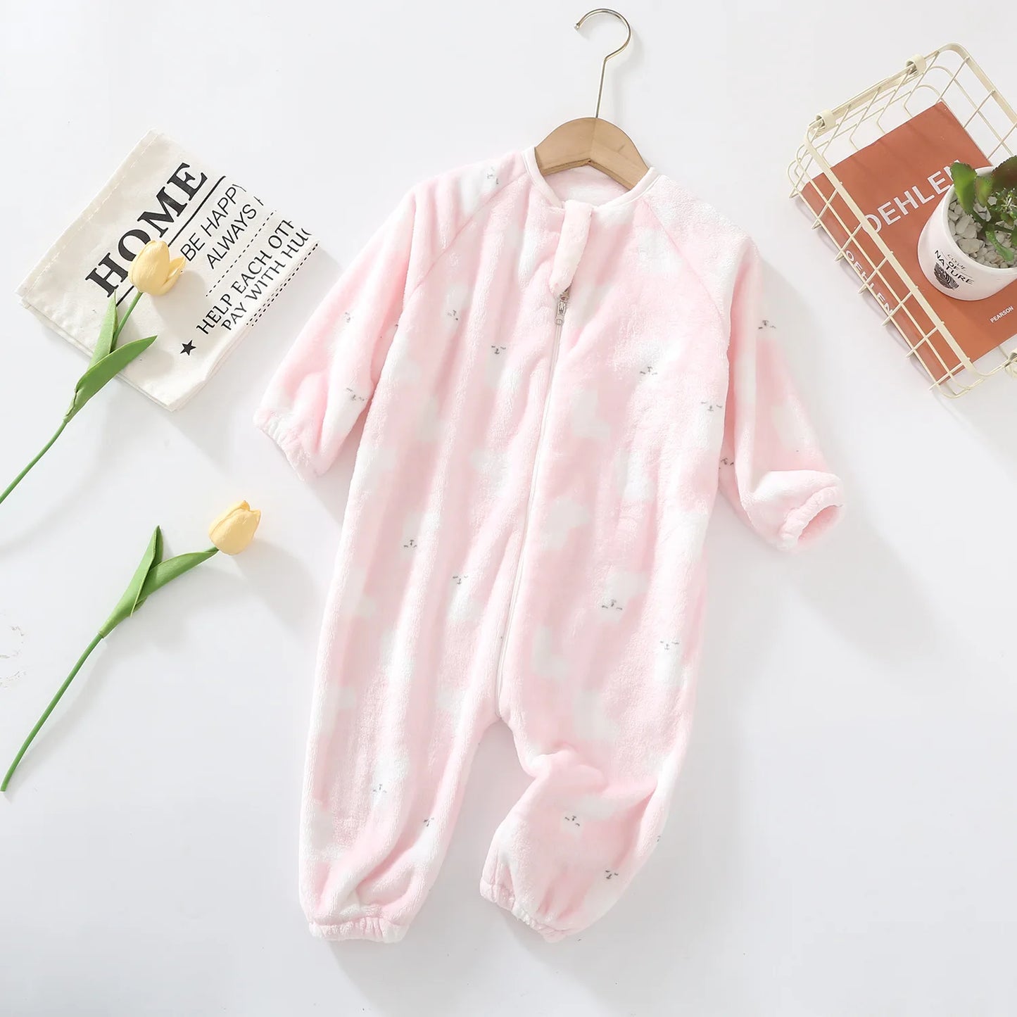 Pyjama Bébé “Zip” – Combinaison en Coton à Fermeture Éclair, Manches Longues