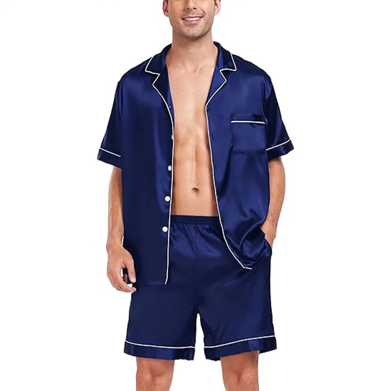 Pyjama Homme “L’Éclat d’Été” – Ensemble Satiné Élégant et Léger Été