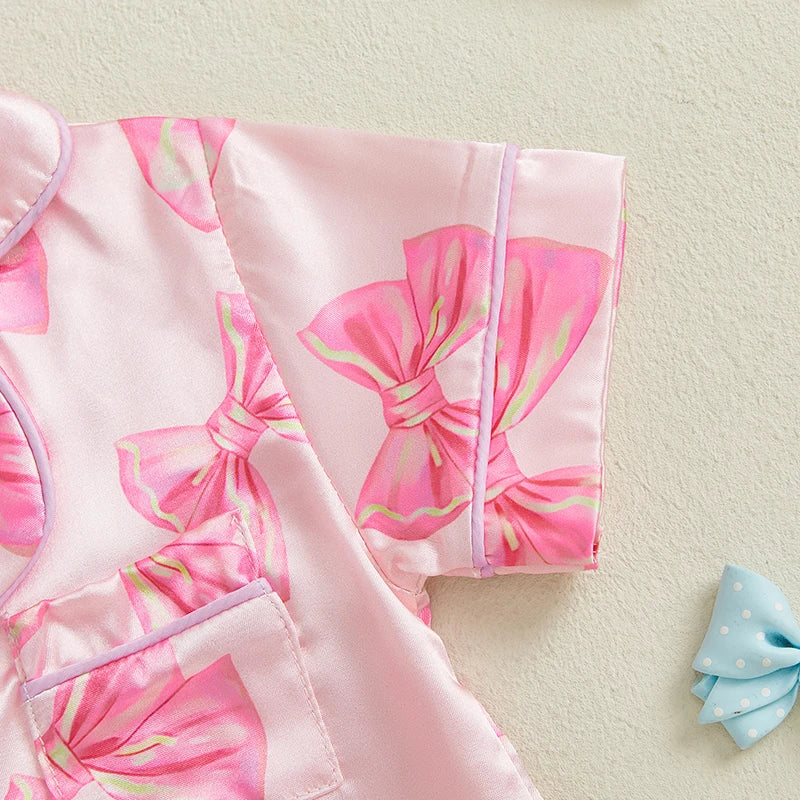 Pyjama Bébé Satin Été “Ruban de Lune” – Ensemble Léger Respirant Garçon & Fille