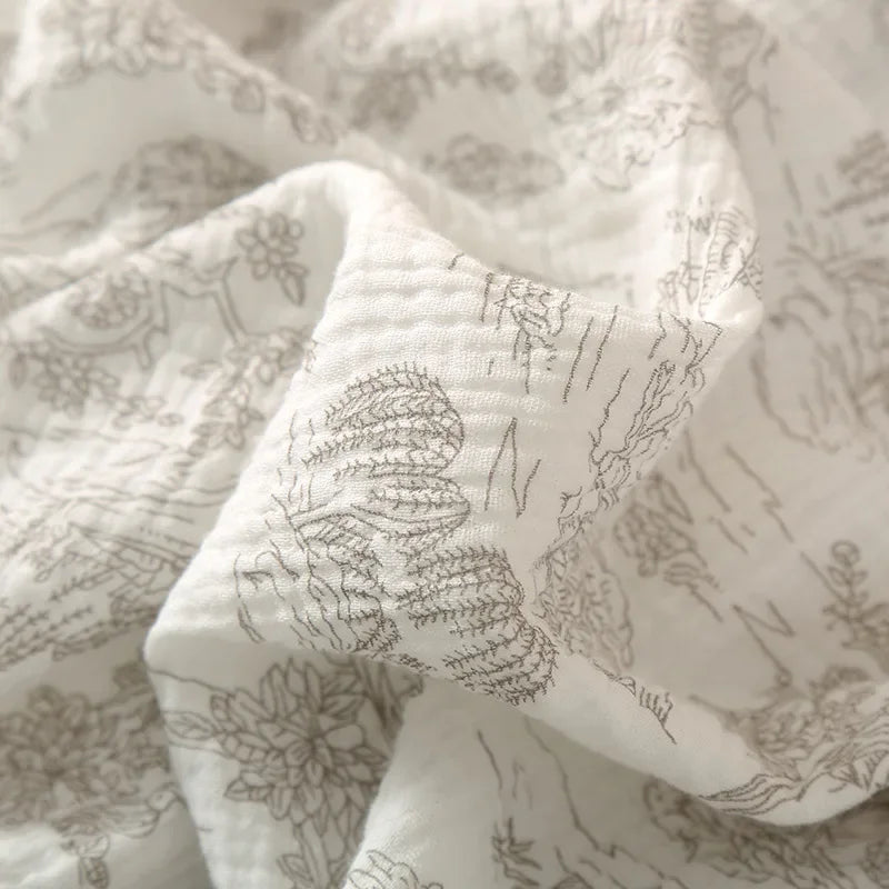 Pyjama Femme “Clair Matin” – Ensemble 3 Pièces en Coton à Imprimés Paysage