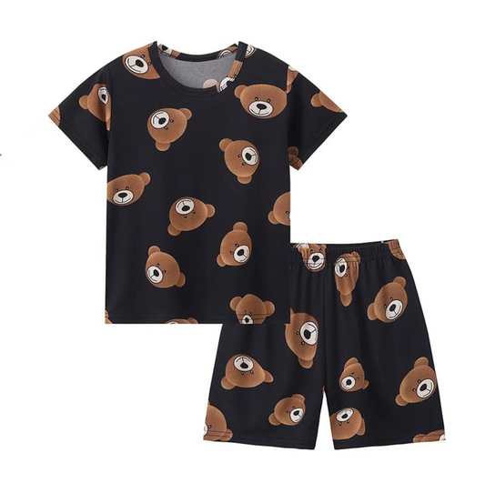 Pyjama Enfant Été “Cocon Instinctif” – Ensemble 2 Pièces en Coton Léger à Motifs Animaux, Manches Courtes