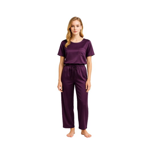 Pyjama Femme “Velours Nuage” – Ensemble en Satin Velours Hiver Élégant
