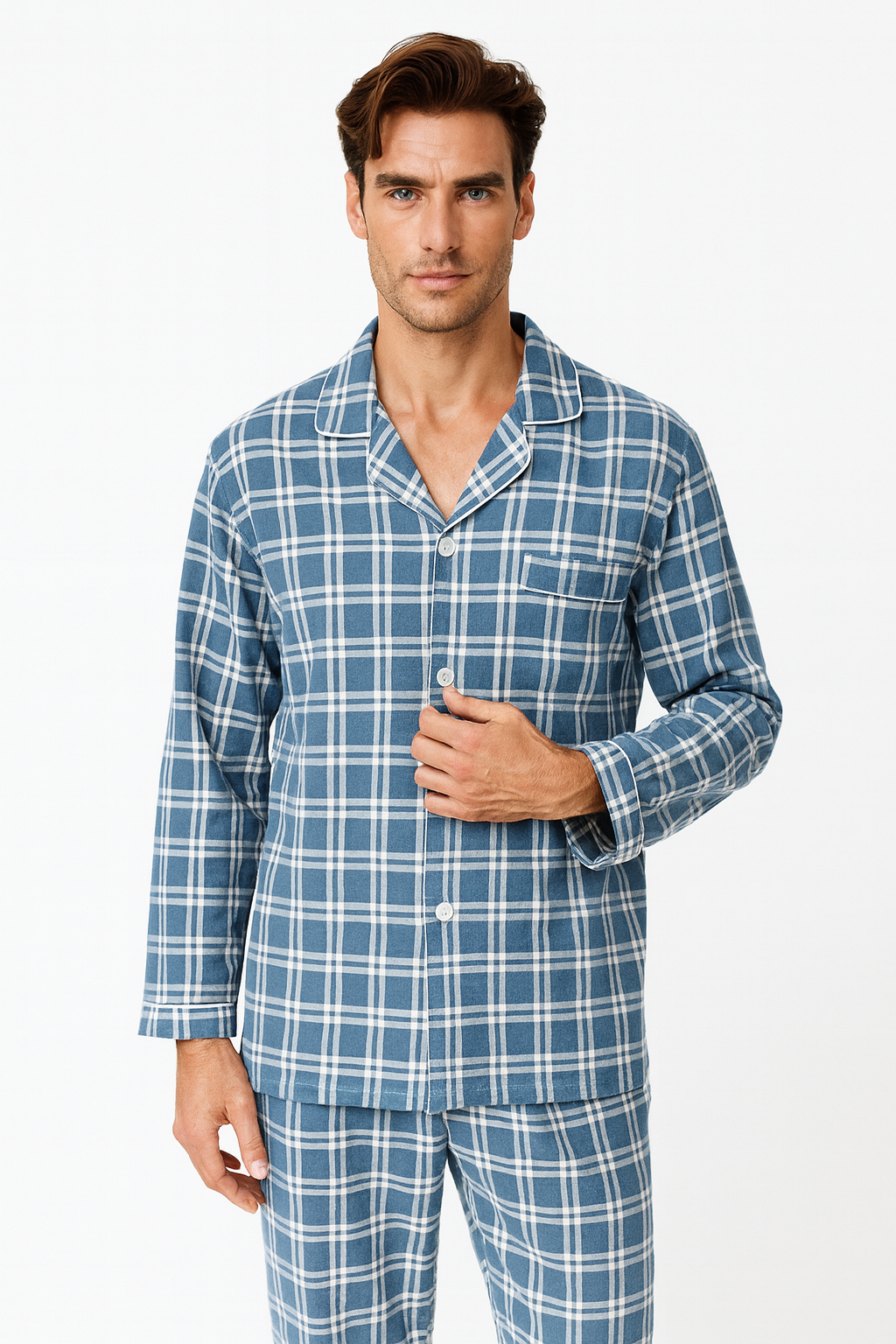 Pyjama Homme “Gaze de Coton” – Ensemble Léger & Respirant en Coton Mousseline