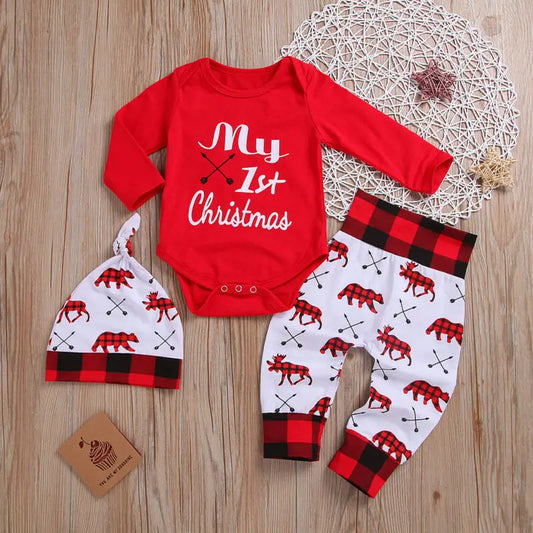 Pyjama Bébé Ensemble “Mon 1er Noël” – Combinaison Douce en Coton, 0-24 Mois