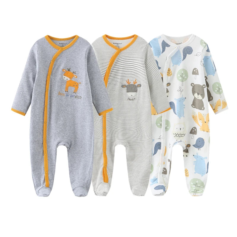 Pyjama Bébé “Trio Essentiel” – Lot de 3 Pyjamas en Coton