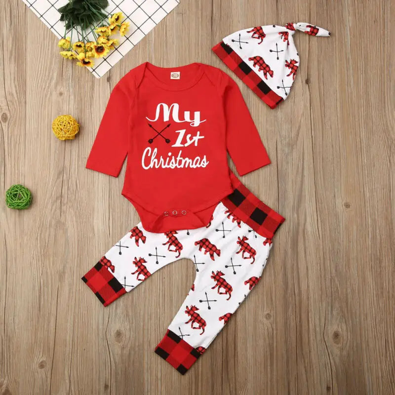 Pyjama Bébé Ensemble “Mon 1er Noël” – Combinaison Douce en Coton, 0-24 Mois