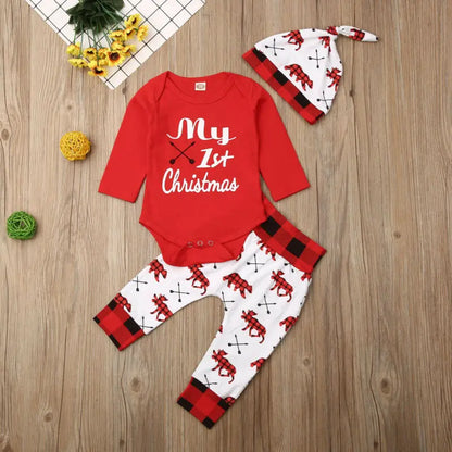 Pyjama Bébé Ensemble “Mon 1er Noël” – Combinaison Douce en Coton, 0-24 Mois