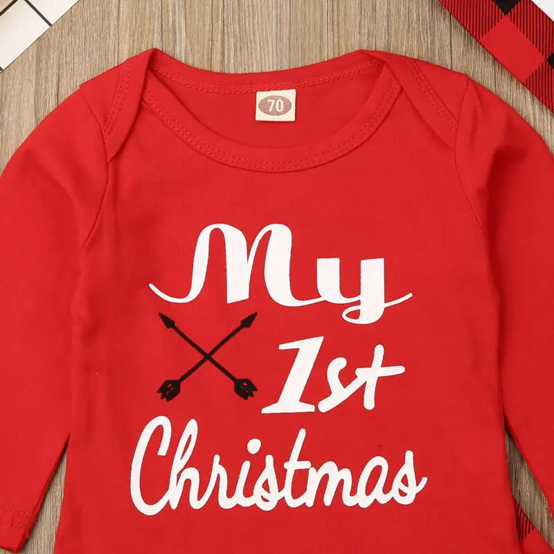 Pyjama Bébé Ensemble “Mon 1er Noël” – Combinaison Douce en Coton, 0-24 Mois
