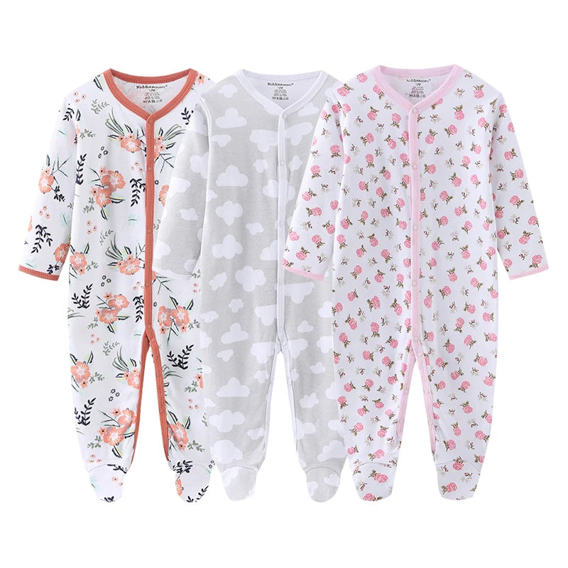 Pyjama Bébé “Trio Essentiel” – Lot de 3 Pyjamas en Coton