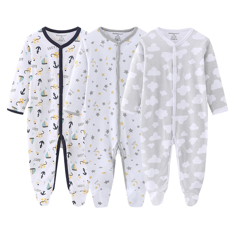 Pyjama Bébé “Trio Essentiel” – Lot de 3 Pyjamas en Coton