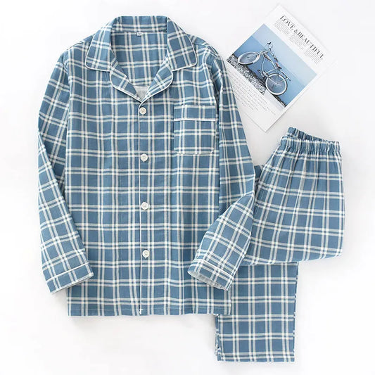 Pyjama Homme “Gaze de Coton” – Ensemble Léger & Respirant en Coton Mousseline