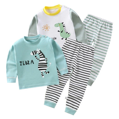 Pyjama Enfant “Zèbre Douillet” – Ensemble Automne/Hiver en Coton Doux, Manches Longues, Confort Mixte