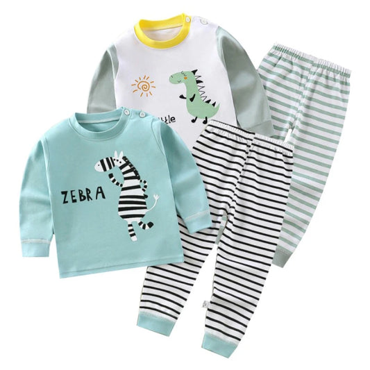 Pyjama Enfant “Zèbre Douillet” – Ensemble Automne/Hiver en Coton Doux, Manches Longues, Confort Mixte
