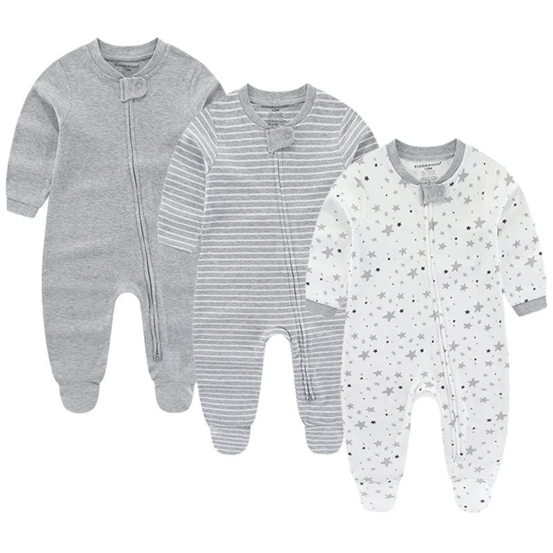 Pyjama Bébé “Trio Essentiel” – Lot de 3 Pyjamas en Coton