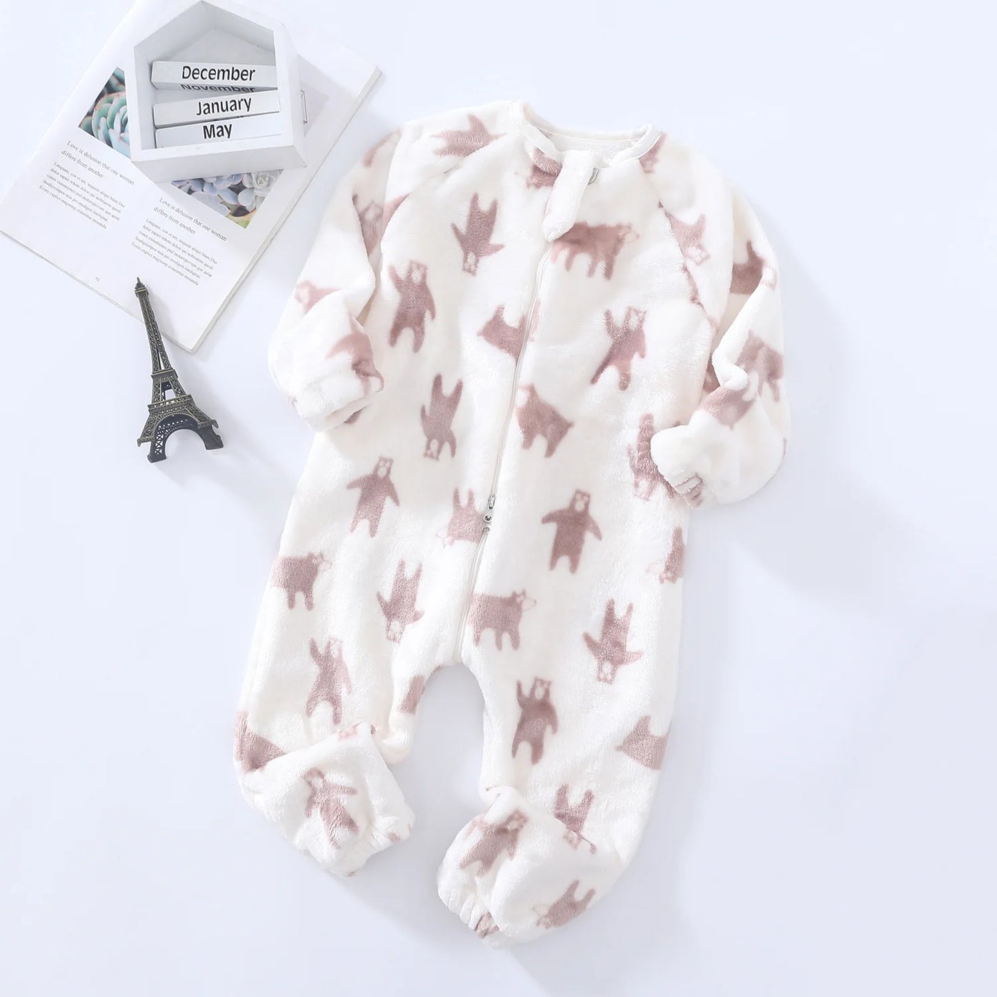 Pyjama Bébé “Zip” – Combinaison en Coton à Fermeture Éclair, Manches Longues