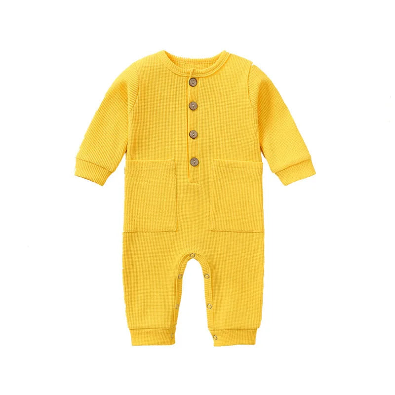 Pyjama Bébé Boutonné en Coton – Combinaison Manches Longues Mi-Saison 0-12 Mois