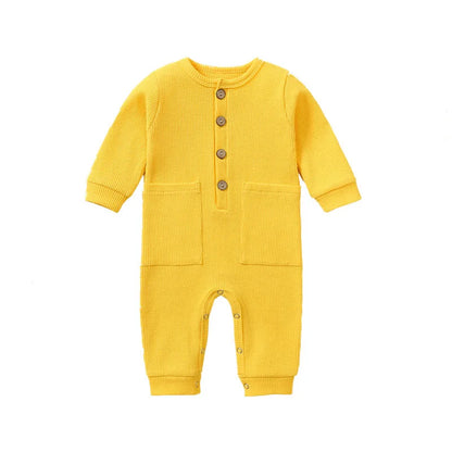 Pyjama Bébé Boutonné en Coton – Combinaison Manches Longues Mi-Saison 0-12 Mois