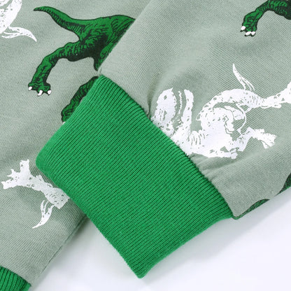 Pyjama Enfant Dinosaure – Ensemble Automne/Hiver en Coton Doux, Manches Longues
