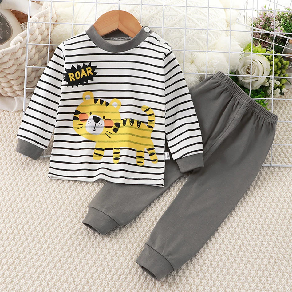 Pyjama Enfant Automne “L’Essentiel Doux” – Ensemble 2 Pièces en Coton Chaud, Manches Longues, Confort Saisonnier