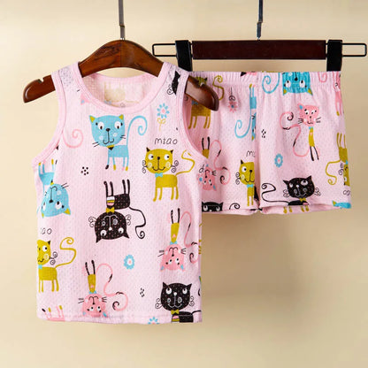 Pyjama Enfant Été “Sans Manches” – Ensemble Léger en Coton Doux, Respirant & Estival