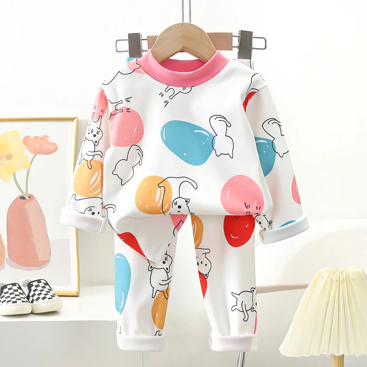 Pyjama Enfant “Cocon Hivernal” – Ensemble Chaud en Coton Épais Molletonné, Confort Doux et Protecteur