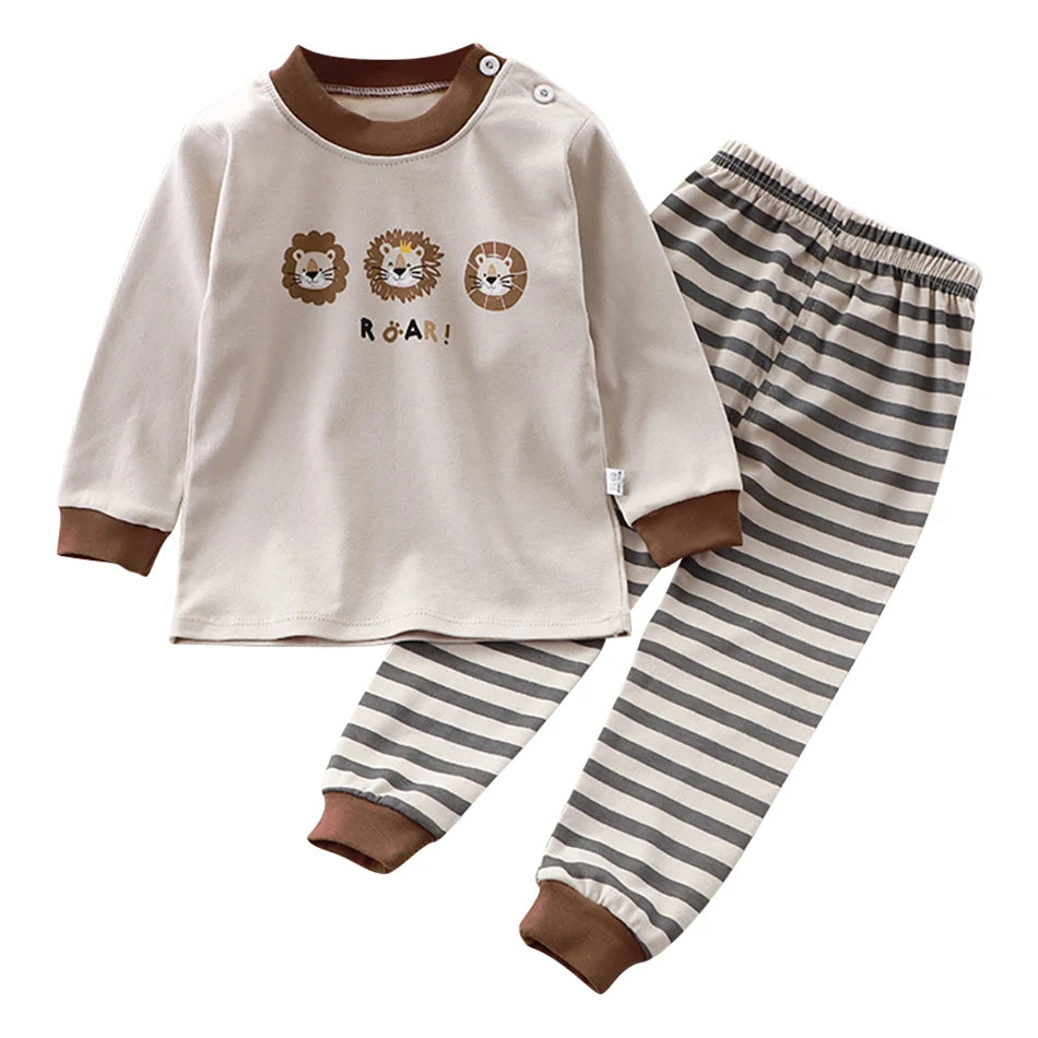 Pyjama Enfant Automne “L’Essentiel Doux” – Ensemble 2 Pièces en Coton Chaud, Manches Longues, Confort Saisonnier
