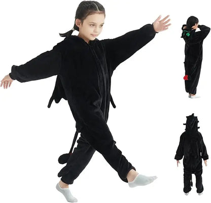 Kigurumi Dragon “Nuit d’Obsidienne” – Pilou Pilou Adulte, Hiver Chaud & Enveloppant