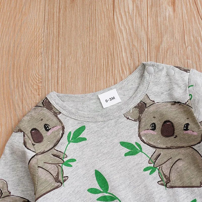 Pyjama Bébé Motif Koala – Grenouillère Coton Manches Longues 0-24 Mois
