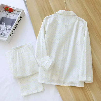 Pyjama Femme “Pluie Douce” – Ensemble en Coton, Style Intemporel et Confortable